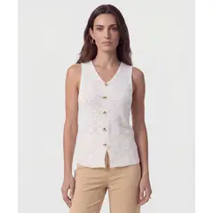 PATPRIMO - Chaleco Para Mujer Tejido Color Blanco Marca #30250051