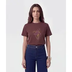 PATPRIMO - Camiseta Para Mujer Manga Corta Cuello Redondo Color Café Marca #30098225
