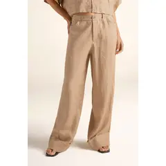 TOUCHE BALNEAIRE - Pantalón en lino con costuras negras en contraste Ref. 0A14C62