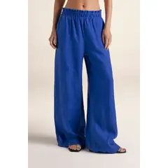TOUCHE BALNEAIRE - Pantalón en lino con cintura en nido de abeja Ref. 0A24A62