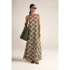 TOUCHE BALNEAIRE - Vestido largo en tela estampada de palmeras Ref. 0F71062