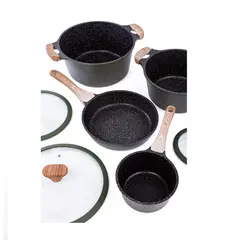 GENERICO - Juego de Cocina Granito 10 Piezas con Antiadherente Ideal para Uso Diario