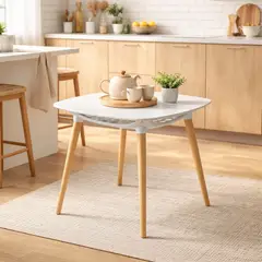 GENERICO - Mesa Moderna Blanca 80cm Cuadrada Estilo Nórdico Sofisticado y Funcional
