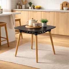 GENERICO - Mesa Moderna Negra 80cm Cuadrada Estilo Nórdico Sofisticado y Funcional