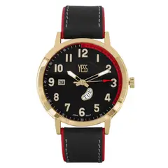 YESS - Reloj Negro Bisel Dorado Para Hombre EA3253-05