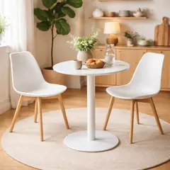 GENERICO - Mesa Cóctel Redonda 60cm Blanca Elegante, Ahorra Espacio y Eleva Tu Ambiente