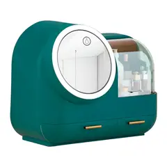 GENERICO - Organizador Maquillaje Con Espejo Giratorio Luz LED y Cajones