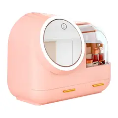 GENERICO - Organizador Maquillaje Con Espejo Giratorio Luz LED y Cajones