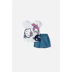 HELLO KITTY - Conjunto de con short multicolor para niña 2T a 6T