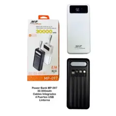 GENERICO - Power Bank 30000mah Mp-097 Con 4 Cables Integrados Linterna