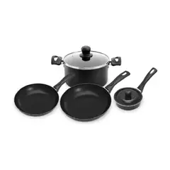 IMUSA - Batería de Cocina Smart 6 Piezas Antiadherente Negra