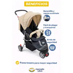 BRITOCHET - Coche Paseador Bebé 3 Ruedas Reclinable Liviano Lujo Bc-2010
