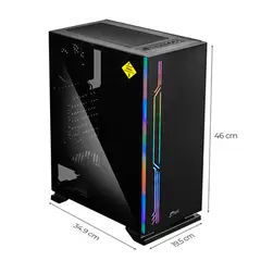J&R - Chasis Gamer Atomic JX114 RGB - Vidrio Templado - USB 3.0 - Diseño Pro para PC Gamer