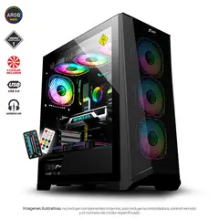 J&R - Chasis Gamer Dark Steel JX121 ARGB - 6 Coolers - E-ATX - Vidrio Templado - Full RGB Pro