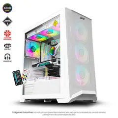 J&R - Chasis Gamer Arctic JX120 Blanco ARGB - 6 Coolers - E-ATX - Vidrio Templado - Setup Premium