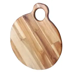 GENERICO - Tabla Gourmet Redonda en Teca para Pizza y Quesos diametro 35 cm
