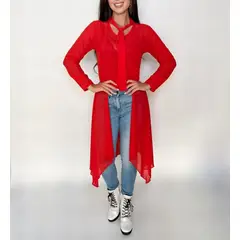 VIA7 - Blusón corto adelantey estilo cola de pato en Malla no incluye top