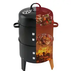 CHINA GLAZE - Asador Barril Portátil 3 En 1. Ahumador, Parrilla Y Brasero Color Negro