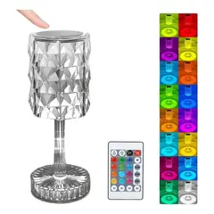 GENERICO - Lámpara Cristal Rgb Táctil Y Control Recargable Transparente