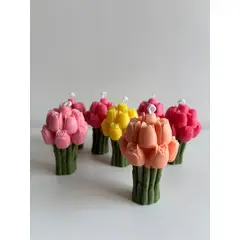 SIN ETIQUETAS - Velas Mini flor tulipan -Set 3 Unidades