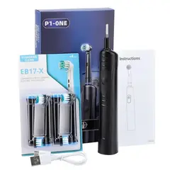 GENERICO - Cepillo De Dientes Eléctrico Usb Recargable Cabezales Intercambiables