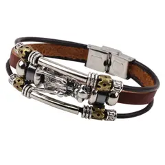 UBMD - Manilla Cuero Hombre Acero Cabeza Dragon