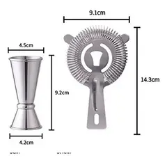 GENERICO - Set de Coctelería Profesional con Base de Madera y Accesorios