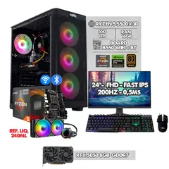 AMD - PC GAMER RYZEN 5 5500X3D + RTX 5050 8GB MONITOR 24" 200HZ 0.5MS - RAM 16GB 1TB - IDEAL PARA GAMING