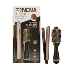 GENERICO - Combo Plancha + Cepillo Secador Keratina Shine Therapy