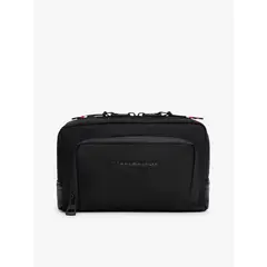 TOMMY HILFIGER - Neceser negro textil con logo TH metalizado