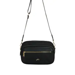 VELEZ - Bolso Manos Libres Camelia en Lona y Cuero Negro 1039414