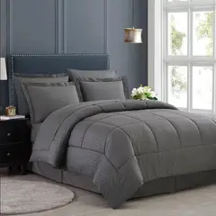 GENERICO - Edredon Tipo Plumon Cama Doble Blanco Steen Stripe