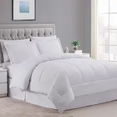 GENERICO - Edredon Tipo Plumon Cama Doble Blanco Steen Stripe