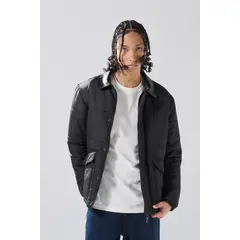 KOAJ - Chaqueta acolchada negra con cuello trucker y bolsillos Hombre