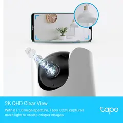 TAPO - CÁMARA TPLINK C225 INTELIGENTE WI-FI DE SEGURIDAD PARA EL HOGAR CON MOVIMIENTO HORIZONTAL Y VERTICAL
