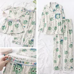 007PLUS - Pijama en Satin Premium de 3 Piezas: Camisa, Short y Pantalón - Diseño