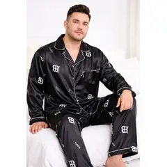 007PLUS - Pijama Satinada para Hombre Set 2 Piezas - Tela Tipo Seda Suave y Fresca - Ropa de Dormir Elegante