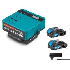 GENERICO - Inversor Adaptador De Corriente A 110v Inteligente + 2 Baterias