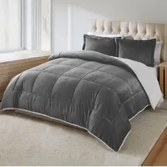 GENERICO - Edredon Comforter Sherpa - Piel De Conejo Cama Doble Azul Oscuro