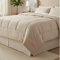 GENERICO - Edredon Tipo Plumon Cama Doble Azul Petroleo Steen Stripe