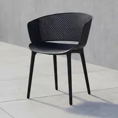 RTA DESIGN - Silla Con Brazos Madrigal, Color Negro, Con espaldar liso, redondo y diseño minimalista