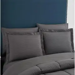 GENERICO - Edredon Tipo Plumon Cama Doble Gris Ptala Steen Stripe