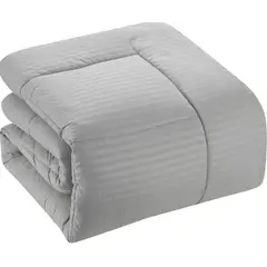 GENERICO - Edredon Tipo Plumon Cama Doble Gris Ptala Steen Stripe