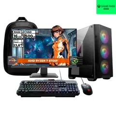MSI - PC GAMER RYZEN 7-8700F 16GB RAM 500GB SSD GEFORCE RTX 5050 24'' FHD + BOLSO + GAME PASS