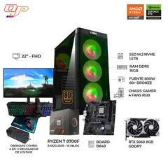 AMD - COMPUTADOR GAMER R7 8700F RTX 5060 MONITOR 22 100HZ FHD RAM 16GB SSD 1.5TB B840