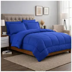 GENERICO - Plumón Acolchado Azul Doble 140x190 + 2 Fundas - Suave Tipo Algodón