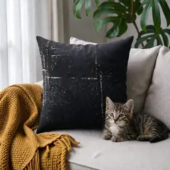 HOGARETO - Cojín Decorativo Negro Brillo Pet Friendly 45x45cm Incluye Relleno