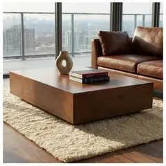 GENERICO - Mesa de Centro Nefty 80cm x 100cm Roble Natural Macizo