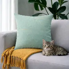 HOGARETO - Cojín Decorativo Menta Brillo Pet Friendly 45x45cm Incluye Relleno