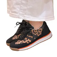 GENERICO - Zapatillas Mujer Animal Print Leopardo Combinación Suela Confort